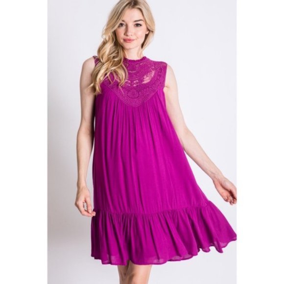 Davi & Dani Boho Laced Mock Neck Dress NWT - Picture 2 of 8